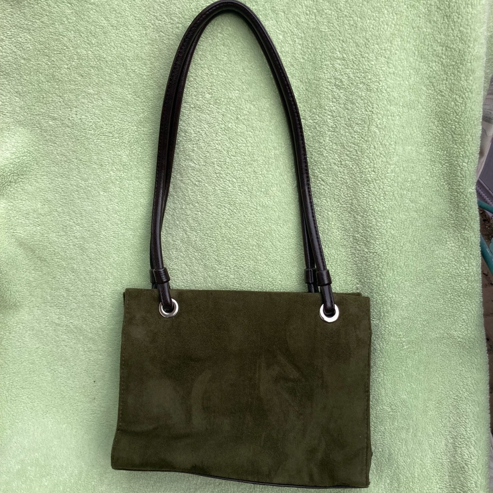 Olive green faux suede mini purse - Picture 7 of 9
